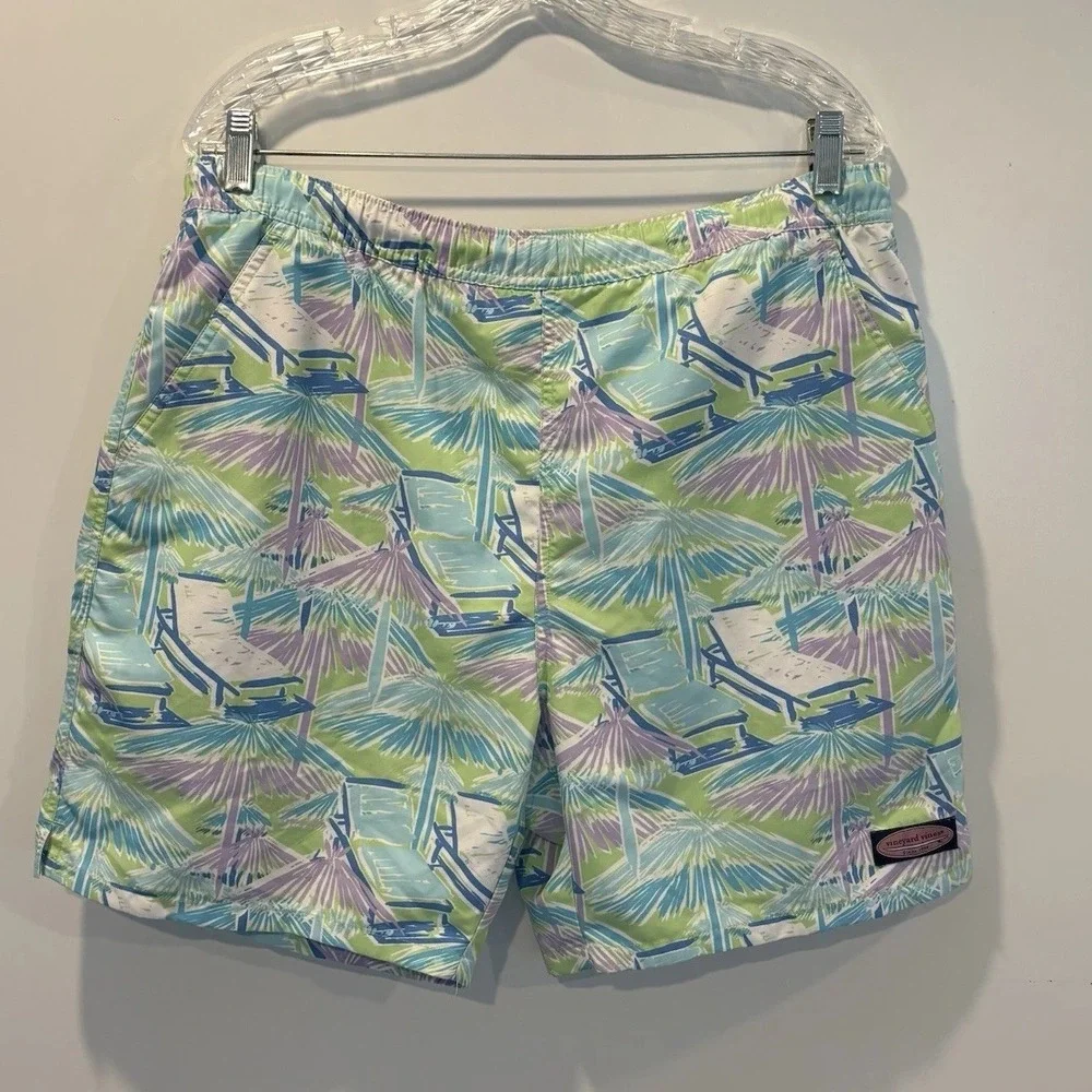 Vineyard Vines Mens Swim Trunks Tropical Beach Chair Print Board Shorts